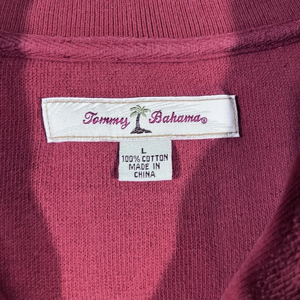 Tommy Bahama 1/4 Zip Sweater Men Large Burnt Orange Pullover Knit Mock Neck Golf